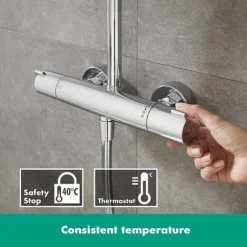 Hansgrohe Crometta S Showerpipe 240 1 Jet With Thermostatic Bath Mixer -Bathroom Discount Store 27267000 d3n