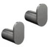 2 X Arezzo Gunmetal Grey Robe/Towel Hooks -Bathroom Discount Store 2xazgmrhk d1