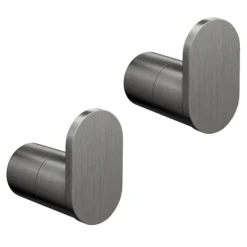 2 X Arezzo Gunmetal Grey Robe/Towel Hooks