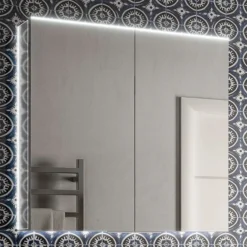 HIB Ether 80 LED Illuminated Aluminium Mirror Cabinet