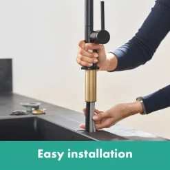 Hansgrohe Talis M54 Single Lever Kitchen Mixer 210 With Pull Out Spray - Matt Black -Bathroom Discount Store 72800670 d2n