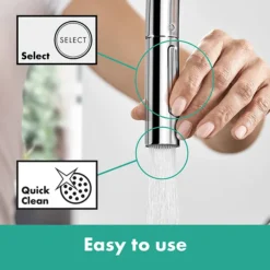 Hansgrohe Talis M54 Single Lever Kitchen Mixer 210 With Pull Out Spray And SBox - Chrome -Bathroom Discount Store 72801000 d1n