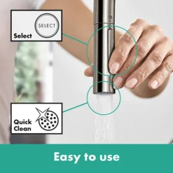 Hansgrohe Talis M54 Single Lever Kitchen Mixer 210 With Pull Out Spray And SBox - Stainless Steel -Bathroom Discount Store 72801800 d1n