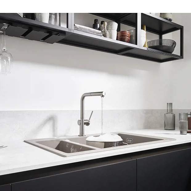 Hansgrohe Talis M54 270 Single Lever Kitchen Mixer With Pull Out Spray - Stainless Steel 6 Hansgrohe Talis M54 270 Single Lever Kitchen Mixer With Pull Out Spray - Stainless Steel - Image 4