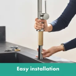 Hansgrohe Talis M54 270 Single Lever Kitchen Mixer With Pull Out Spray - Stainless Steel