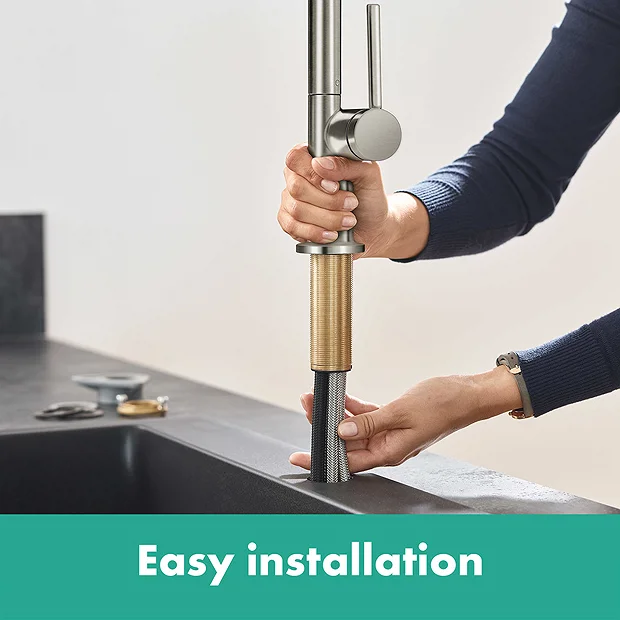 Hansgrohe Talis M54 270 Single Lever Kitchen Mixer With Pull Out Spray - Stainless Steel 3 Hansgrohe Talis M54 270 Single Lever Kitchen Mixer With Pull Out Spray - Stainless Steel