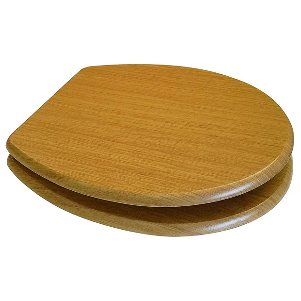 Euroshowers Oak MDF Toilet Seat With Chrome Bar Hinges 4 Euroshowers Oak MDF Toilet Seat With Chrome Bar Hinges - Image 2