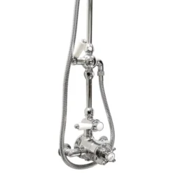 Hudson Reed Twin Shower Valve With Victorian Grand Rigid Riser Kit - Chrome -Bathroom Discount Store a3099am312newd22