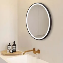 Arezzo Matt Black 600mm Round LED Illuminated Anti-Fog Bathroom Mirror 8 Arezzo Matt Black 600mm Round LED Illuminated Anti-Fog Bathroom Mirror -Bathroom Discount Store arzim08mb d1