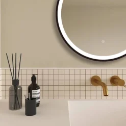 Arezzo Matt Black 600mm Round LED Illuminated Anti-Fog Bathroom Mirror 9 Arezzo Matt Black 600mm Round LED Illuminated Anti-Fog Bathroom Mirror -Bathroom Discount Store arzim08mb d2
