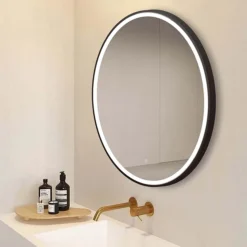 Arezzo Matt Black 800mm Round LED Illuminated Anti-Fog Bathroom Mirror -Bathroom Discount Store arzim10mb d2