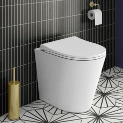 Arezzo Back To Wall Toilet (incl. Slim Seat With Matt Black Hinges) -Bathroom Discount Store az009slmb detail05