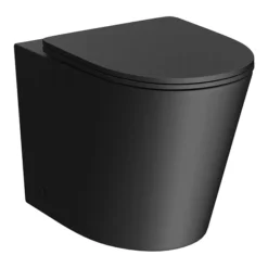 Arezzo Matt Black Rimless Back To Wall Toilet Incl. Soft Close Seat