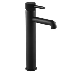 Arezzo Fluted Round Matt Black High Rise Mono Basin Mixer Tap -Bathroom Discount Store az2ltmbf nd1