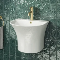 Arezzo Curved Ceramic One Piece Wall Hung Basin 1TH - 540mm Wide 6 Arezzo Curved Ceramic One Piece Wall Hung Basin 1TH - 540mm Wide -Bathroom Discount Store az500mnl