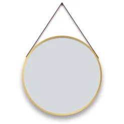 Arezzo Brushed Brass Hanging 600mm Round Bathroom Mirror -Bathroom Discount Store az6hmbb d1