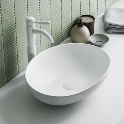 Arezzo Matt White Curved Oval Counter Top Basin 0TH (520 X 395mm) -Bathroom Discount Store az7138mw lrg01