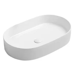 Arezzo Gloss White Oval Counter Top Basin (600 X 380mm) -Bathroom Discount Store az7833gw l