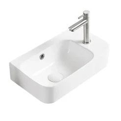 Arezzo 455 X 270mm Curved Offset Wall Hung 1TH Cloakroom Basin -Bathroom Discount Store az78578 detail03b