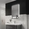 Arezzo Matt Black 800 X 500mm Backlit LED Bathroom Mirror With Hanging Shelf & Anti-Fog
