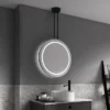 Arezzo Matt Black 600mm Hanging LED Illuminated Bathroom Mirror With Infrared Sensor & Anti-Fog -Bathroom Discount Store az9203mb d2