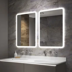 Arezzo 700 X 500mm Ultra Slim LED Illuminated Bathroom Mirror With Anti-Fog -Bathroom Discount Store az9703mb d1 1