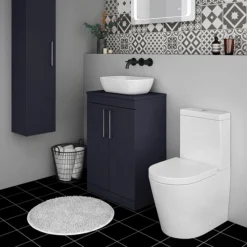 Arezzo Floor Standing Countertop Vanity Unit - Matt Blue - 600mm With Chrome Handles