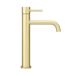 Arezzo Round Brushed Brass High Rise Mono Basin Mixer Tap 11 Arezzo Round Brushed Brass High Rise Mono Basin Mixer Tap -Bathroom Discount Store azbbhrt n d3