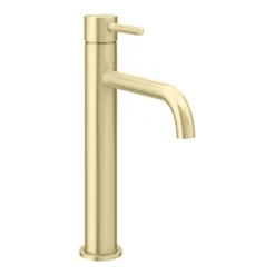 Arezzo Round Brushed Brass High Rise Mono Basin Mixer Tap 12 Arezzo Round Brushed Brass High Rise Mono Basin Mixer Tap -Bathroom Discount Store azbbhrt n detail1