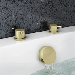 Arezzo Brushed Brass 3/4" Deck Bath Side Valves (Pair) -Bathroom Discount Store azbbsdvd1