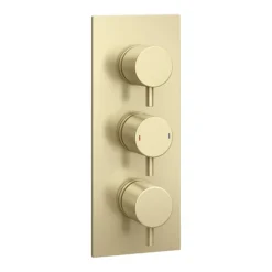Arezzo Brushed Brass Round Thermostatic Shower Pack With Wall Mounted Head + Handset -Bathroom Discount Store azbbspk4 detail1