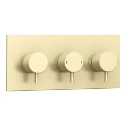 Arezzo Brushed Brass Round Thermostatic Shower Pack With Wall Mounted Head + Handset -Bathroom Discount Store azbbspk4 detail2