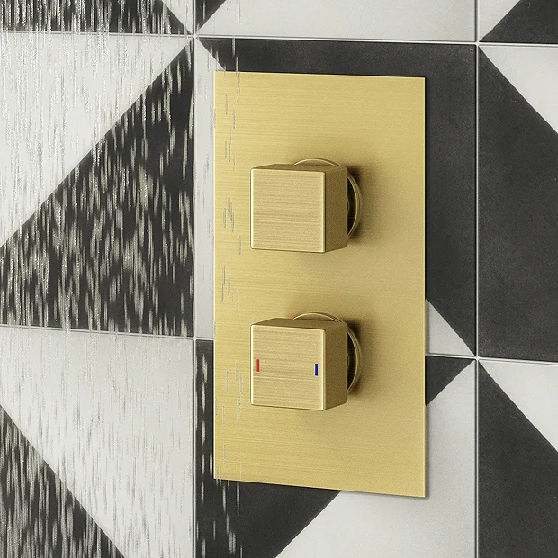 Arezzo Brushed Brass Square Modern Twin Concealed Shower Valve 7 Arezzo Brushed Brass Square Modern Twin Concealed Shower Valve - Image 5
