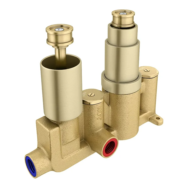 Arezzo Brushed Brass Square Modern Twin Concealed Shower Valve 5 Arezzo Brushed Brass Square Modern Twin Concealed Shower Valve - Image 3