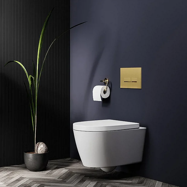 Arezzo Compact Top/Front Flush Toilet Frame With Brushed Brass Flush - Square Buttons 4 Arezzo Compact Top/Front Flush Toilet Frame With Brushed Brass Flush - Square Buttons - Image 3
