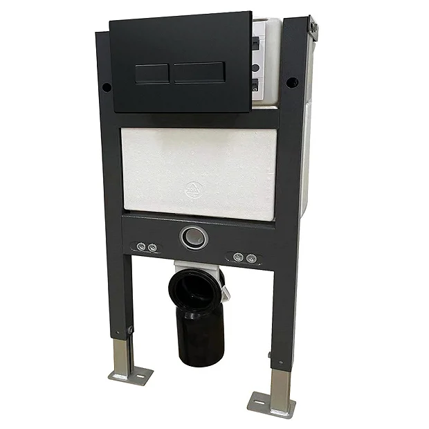 Arezzo Compact Top/Front Flush Toilet Frame With Matt Black Flush - Square Buttons 4 Arezzo Compact Top/Front Flush Toilet Frame With Matt Black Flush - Square Buttons - Image 2