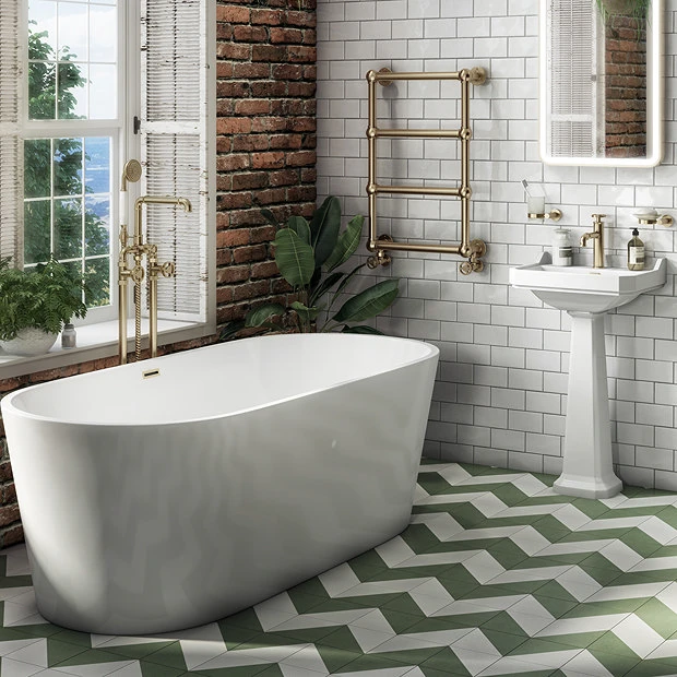 Arezzo Brushed Brass Industrial Style Freestanding Bath Shower Mixer Tap 3 Arezzo Brushed Brass Industrial Style Freestanding Bath Shower Mixer Tap