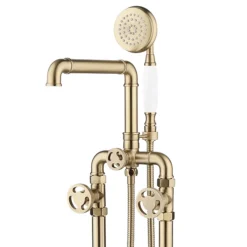 Arezzo Brushed Brass Industrial Style Freestanding Bath Shower Mixer Tap 13 Arezzo Brushed Brass Industrial Style Freestanding Bath Shower Mixer Tap -Bathroom Discount Store azisbb05 n d5
