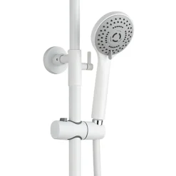 Arezzo Round Thermostatic Shower - Matt White -Bathroom Discount Store azmwrd3 d2