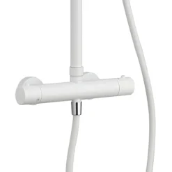 Arezzo Round Thermostatic Shower - Matt White -Bathroom Discount Store azmwrd3 d3