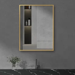 Arezzo Brushed Brass Square Edge Framed Bathroom Mirror - 800 X 600mm -Bathroom Discount Store azs68bb d2