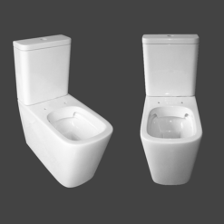Arezzo Square BTW Close Coupled Rimless Toilet With Soft Close Seat -Bathroom Discount Store azssqbtwcc d2