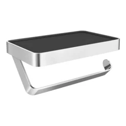 Arezzo Toilet Roll Holder With Shelf - Chrome -Bathroom Discount Store aztrscrd2