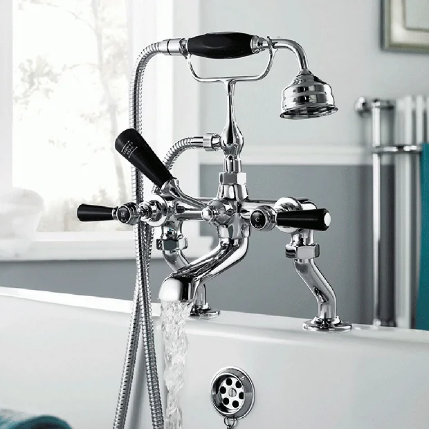 Hudson Reed Topaz Black Lever Deck Mounted Bath Shower Mixer Tap + Shower Kit 3 Hudson Reed Topaz Black Lever Deck Mounted Bath Shower Mixer Tap + Shower Kit