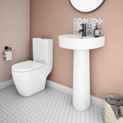 Bianco Close Coupled Modern Toilet + Soft Close Seat -Bathroom Discount Store bwcsc d4