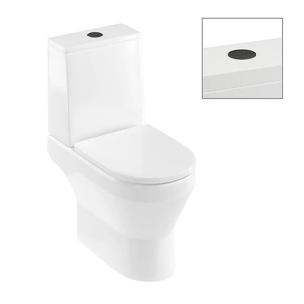 Britton Curve2 Rimless Close Coupled Open Back Toilet With Matt Black Flush Button + Soft Close Seat 4 Britton Curve2 Rimless Close Coupled Open Back Toilet With Matt Black Flush Button + Soft Close Seat - Image 2