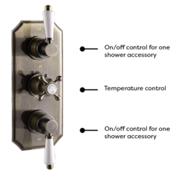 Chatsworth 1928 Antique Brass Traditional Shower With Concealed Valve, 8" Head + Handset -Bathroom Discount Store ch63vabpk1d1