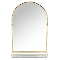 Chatsworth Traditional 700 X 490mm Arched Mirror With Glass Shelf - Brushed Brass -Bathroom Discount Store chtbbms d3