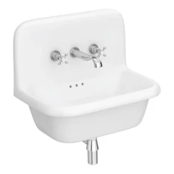 Chatsworth 600mm Roll Top Wall Hung Basin With Upstand Gloss White -Bathroom Discount Store chtbn01w l2