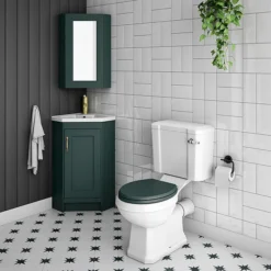 Chatsworth Corner Mirror Cabinet Green -Bathroom Discount Store cnrmcabgrn d2